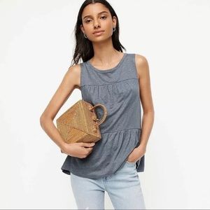 NWT J.CREW Tiered Linen Tank In Fog Gray